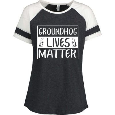 Groundhog Lives Matter Funny Woodchuck Enza Ladies Jersey Colorblock Tee