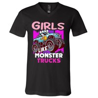 G.I.R.L.S Like Monster Truck Big Style Truck V-Neck T-Shirt