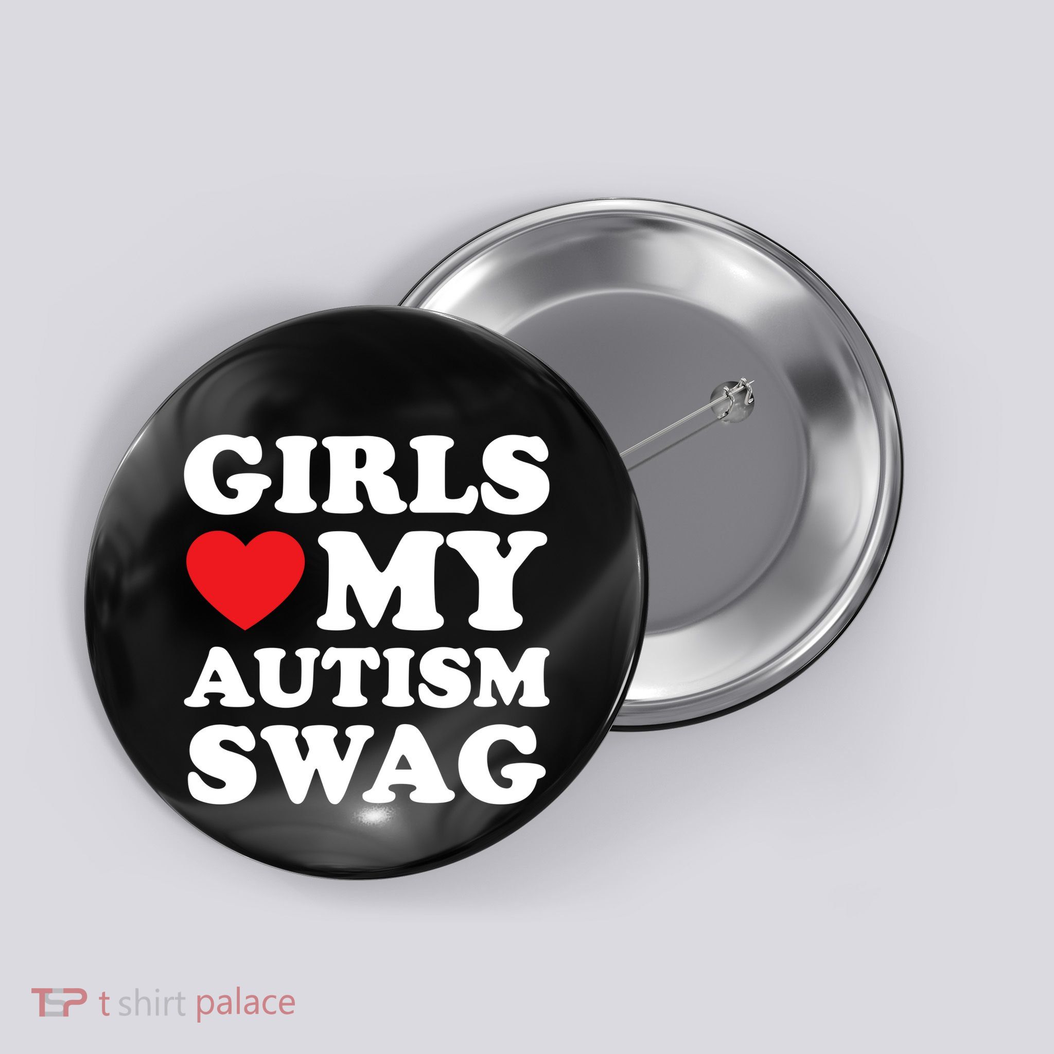 Girl Love My Autism Swag Funny Girl Heart Autism Awareness Button