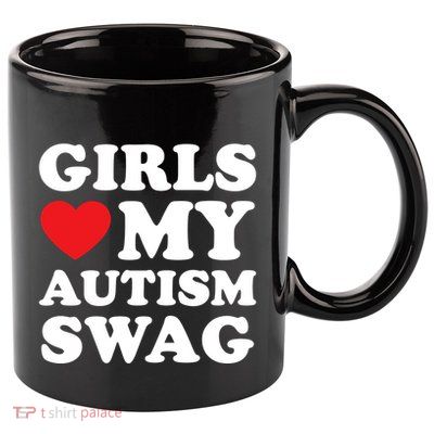 Girl Love My Autism Swag Funny Girl Heart Autism Awareness 11oz C Handle Ceramic Mug