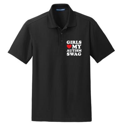 Girl Love My Autism Swag Funny Girl Heart Autism Awareness Dry Zone Grid Polo