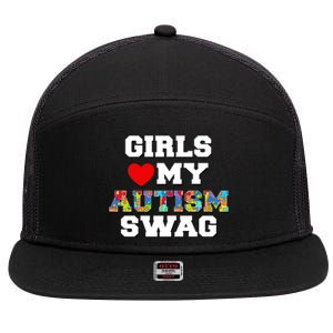 Girl Love My Autism Swag 7 Panel Mesh Trucker Snapback Hat