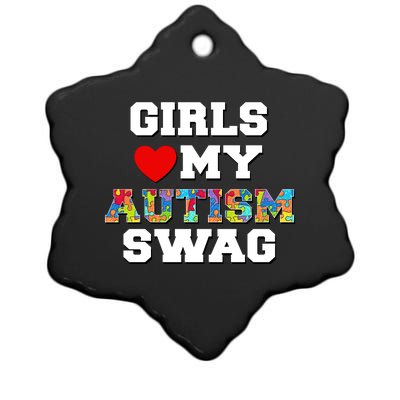 Girl Love My Autism Swag Ceramic Star Ornament