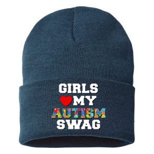 Girl Love My Autism Swag Sustainable Knit Beanie