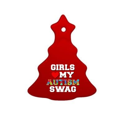 Girl Love My Autism Swag Ceramic Tree Ornament