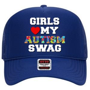 Girl Love My Autism Swag High Crown Mesh Back Trucker Hat