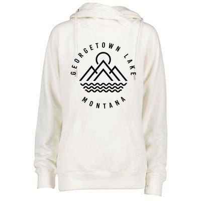 Georgetown Lake Mountains Montana Hiking Outdoors Minimal Gift Womens Funnel Neck Pullover Hood