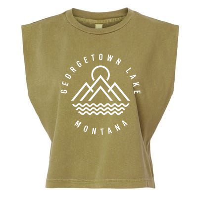 Georgetown Lake Mountains Montana Hiking Outdoors Minimal Gift Garment-Dyed Women's Muscle Tee