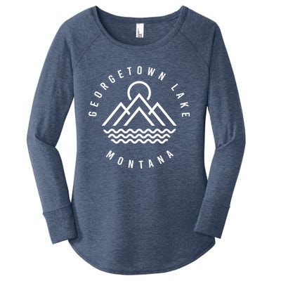 Georgetown Lake Mountains Montana Hiking Outdoors Minimal Gift Women's Perfect Tri Tunic Long Sleeve Shirt