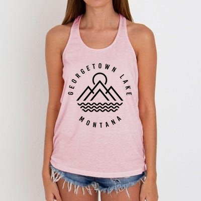 Georgetown Lake Mountains Montana Hiking Outdoors Minimal Gift Women's Knotted Racerback Tank