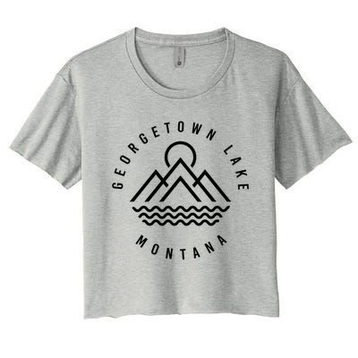 Georgetown Lake Mountains Montana Hiking Outdoors Minimal Gift Women's Crop Top Tee