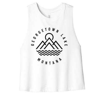 Georgetown Lake Mountains Montana Hiking Outdoors Minimal Gift Women's Racerback Cropped Tank