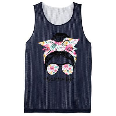 Gammie Life Messy Hair Bun Floral Women Mother's Day Mesh Reversible Basketball Jersey Tank