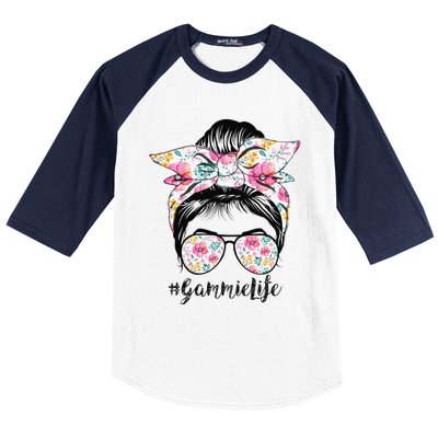 Gammie Life Messy Hair Bun Floral Women Mother's Day Baseball Sleeve Shirt