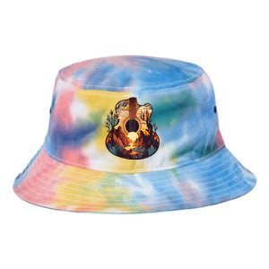 Guitar Landscape Music Lover Acoustic Guitar Player Graphic Tie Dye Newport Bucket Hat