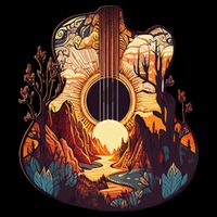 Guitar Landscape Music Lover Acoustic Guitar Player Graphic Impact Tech Backpack