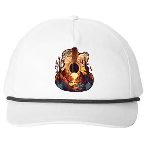 Guitar Landscape Music Lover Acoustic Guitar Player Graphic Snapback Five-Panel Rope Hat