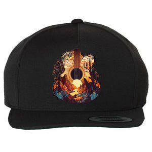 Guitar Landscape Music Lover Acoustic Guitar Player Graphic Wool Snapback Cap