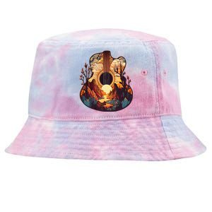 Guitar Landscape Music Lover Acoustic Guitar Player Graphic Tie-Dyed Bucket Hat