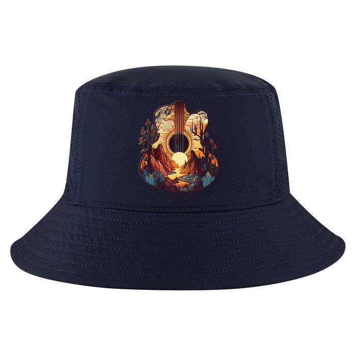 Guitar Landscape Music Lover Acoustic Guitar Player Graphic Cool Comfort Performance Bucket Hat