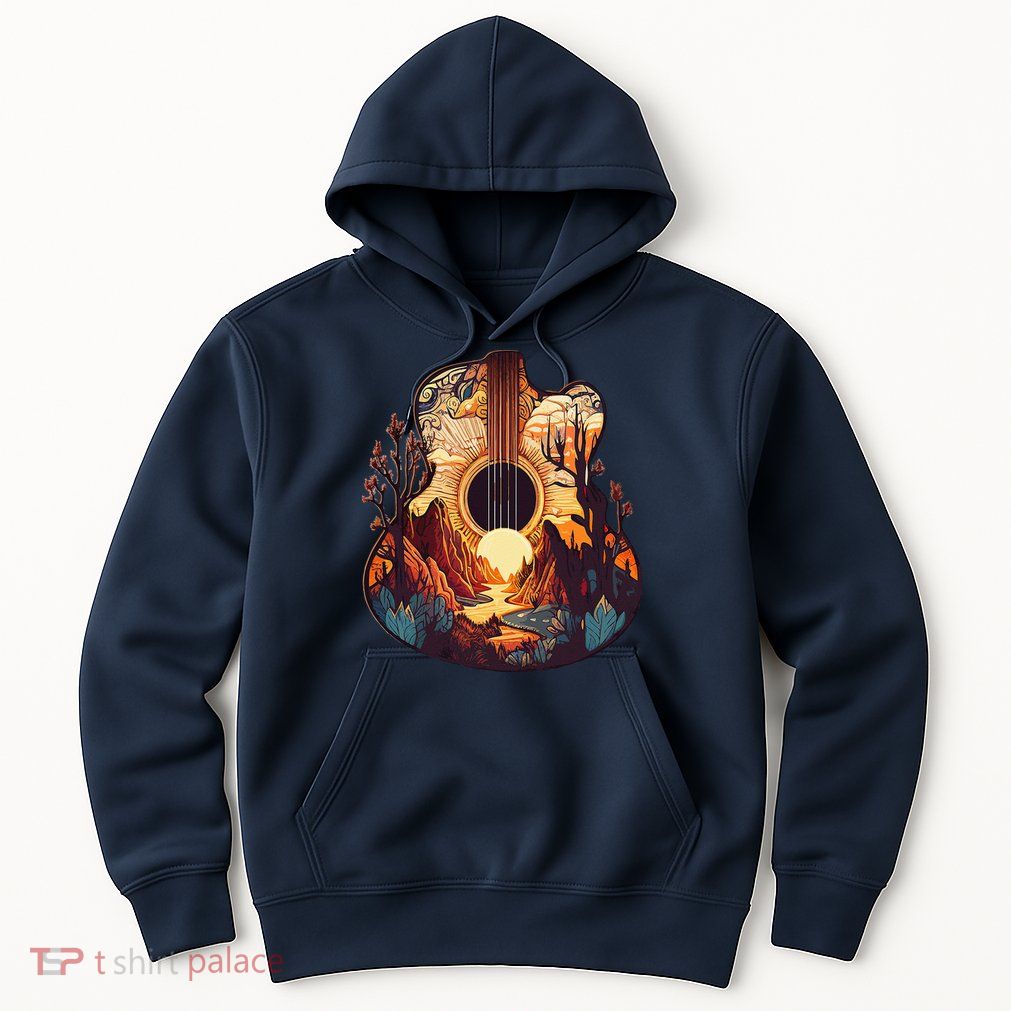 Guitar Landscape Music Lover Acoustic Guitar Player Graphic Hoodie