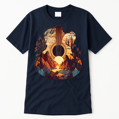 Guitar Landscape Music Lover Acoustic Guitar Player Graphic Tall T-Shirt