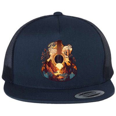 Guitar Landscape Music Lover Acoustic Guitar Player Graphic Flatbill Hat