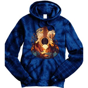 Guitar Landscape Music Lover Acoustic Guitar Player Graphic Tie Dye Hoodie