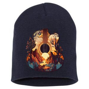 Guitar Landscape Music Lover Acoustic Guitar Player Graphic Short Acrylic Beanie