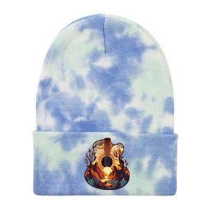 Guitar Landscape Music Lover Acoustic Guitar Player Graphic Tie Dye 12in Knit Beanie