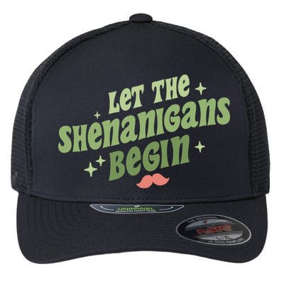 Groovy Let Me Shenanigans Begin Retro St Patrick Day Flexfit Unipanel Trucker Cap