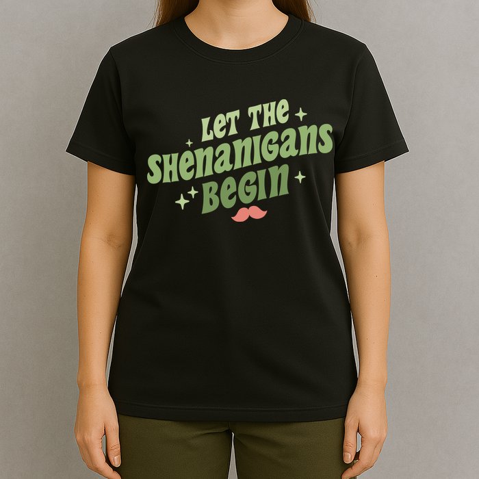 Groovy Let Me Shenanigans Begin Retro St Patrick Day T-Shirt