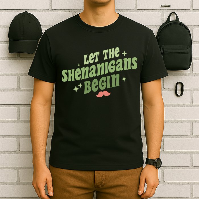 Groovy Let Me Shenanigans Begin Retro St Patrick Day T-Shirt