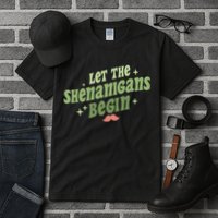 Groovy Let Me Shenanigans Begin Retro St Patrick Day Tall T-Shirt