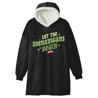 Groovy Let Me Shenanigans Begin Retro St Patrick Day Hooded Wearable Blanket