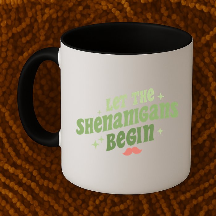 Groovy Let Me Shenanigans Begin Retro St Patrick Day Mug