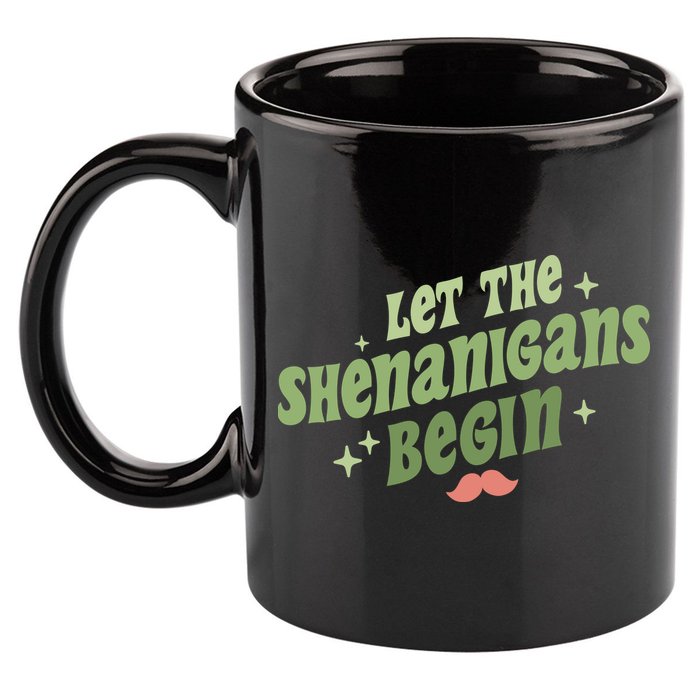 Groovy Let Me Shenanigans Begin Retro St Patrick Day 11oz C Handle Ceramic Mug