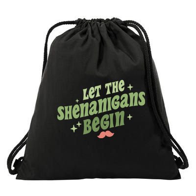 Groovy Let Me Shenanigans Begin Retro St Patrick Day Drawstring Bag