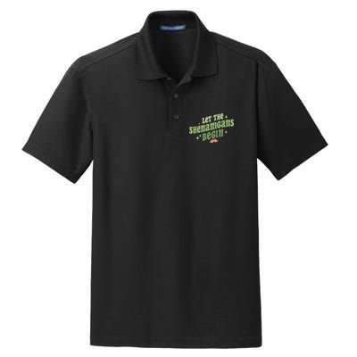 Groovy Let Me Shenanigans Begin Retro St Patrick Day Dry Zone Grid Polo