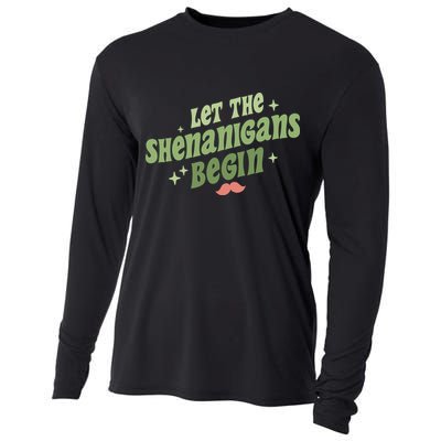 Groovy Let Me Shenanigans Begin Retro St Patrick Day Cooling Performance Long Sleeve Crew