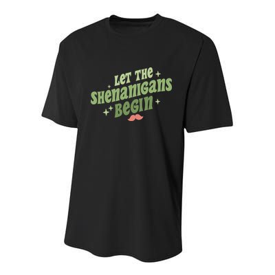 Groovy Let Me Shenanigans Begin Retro St Patrick Day Youth Performance Sprint T-Shirt