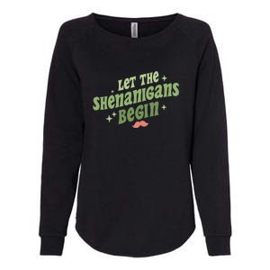 Groovy Let Me Shenanigans Begin Retro St Patrick Day Womens California Wash Sweatshirt