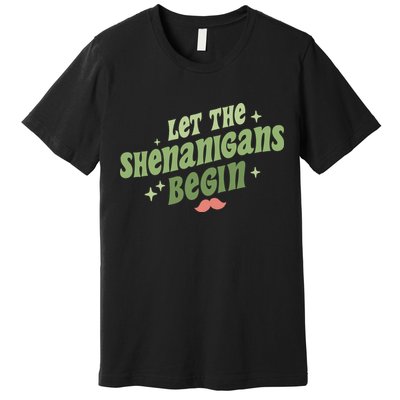 Groovy Let Me Shenanigans Begin Retro St Patrick Day Premium T-Shirt