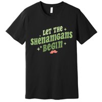 Groovy Let Me Shenanigans Begin Retro St Patrick Day Premium T-Shirt