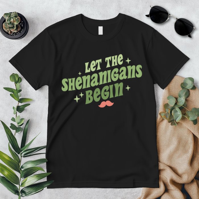 Groovy Let Me Shenanigans Begin Retro St Patrick Day Premium T-Shirt