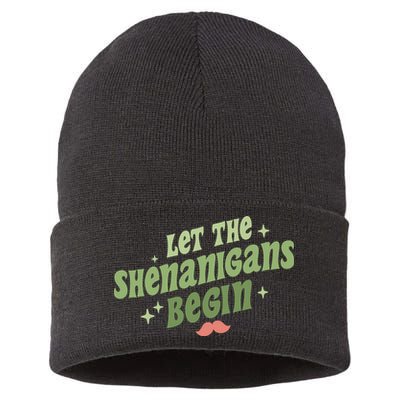 Groovy Let Me Shenanigans Begin Retro St Patrick Day Sustainable Knit Beanie