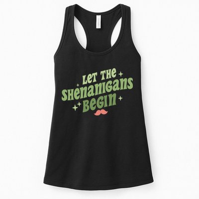 Groovy Let Me Shenanigans Begin Retro St Patrick Day Womens Tank Top