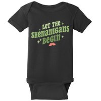 Groovy Let Me Shenanigans Begin Retro St Patrick Day Baby Bodysuit
