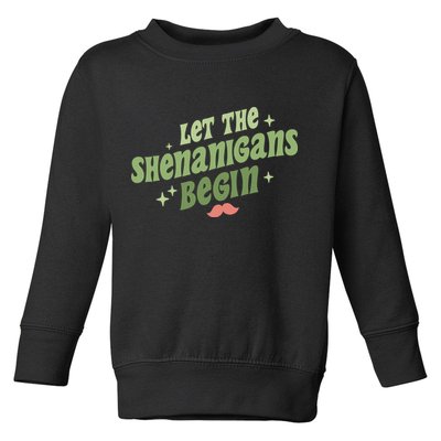 Groovy Let Me Shenanigans Begin Retro St Patrick Day Toddler Sweatshirt