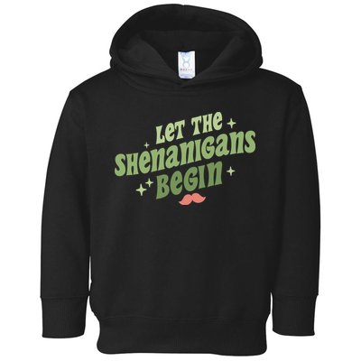 Groovy Let Me Shenanigans Begin Retro St Patrick Day Toddler Hoodie